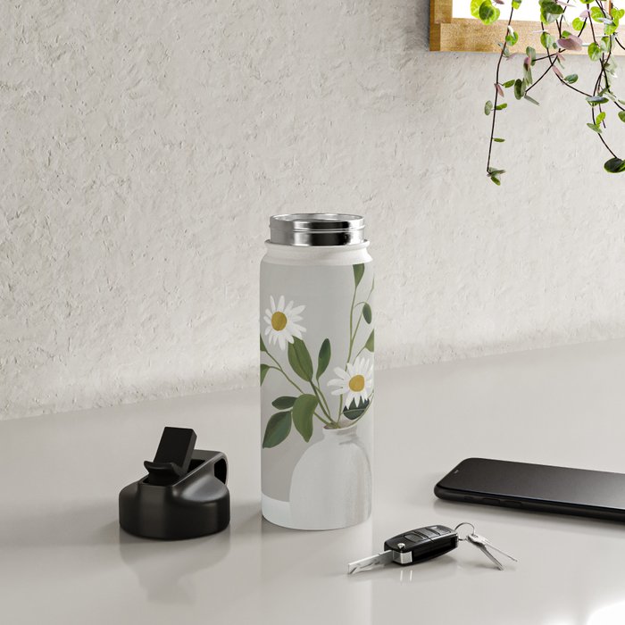 Minimalist Daisy Flowers Water Bottle Gallery Image 4