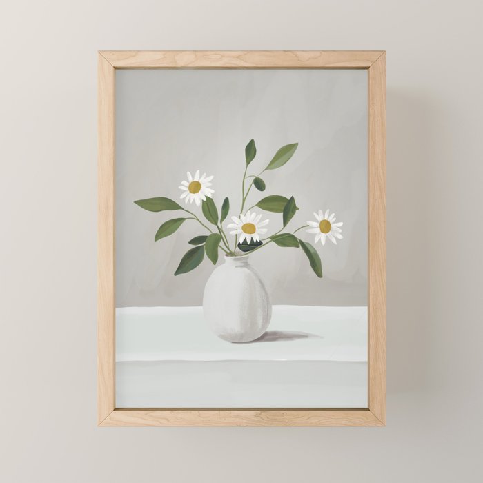 Minimalist Daisy Flowers Mini Art Print Gallery Image 1