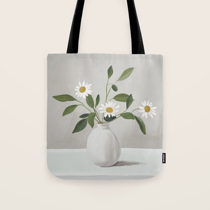 Minimalist Daisy Flowers Tote Bag Gallery Image 1
