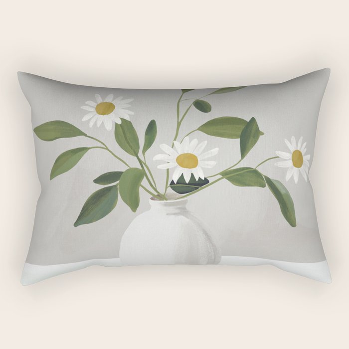 Minimalist Daisy Flowers Rectangular Pillow Gallery Image 1