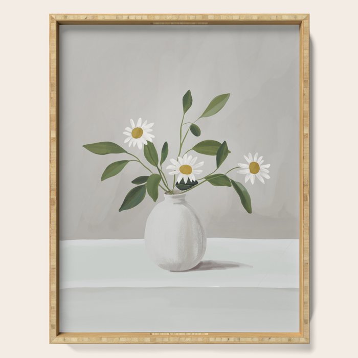 Minimalist Daisy Flowers Serving Tray Gallery Image 1