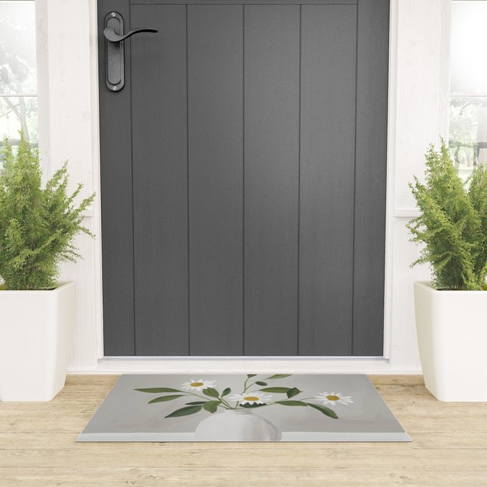 Minimalist Daisy Flowers Welcome Mat Gallery Image 3