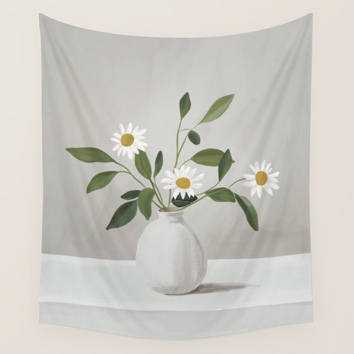 Minimalist Daisy Flowers Wall Tapestry Gallery Image 4