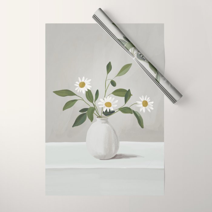 Minimalist Daisy Flowers Wrapping Paper Gallery Image 1