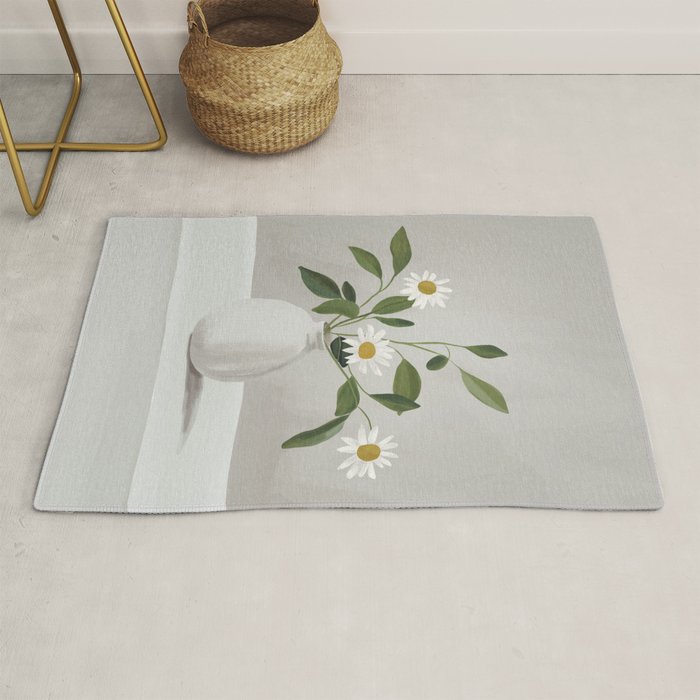 Minimalist Daisy Flowers Rug Gallery Image 1