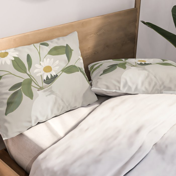 Minimalist Daisy Flowers Pillow Sham Gallery Image 2
