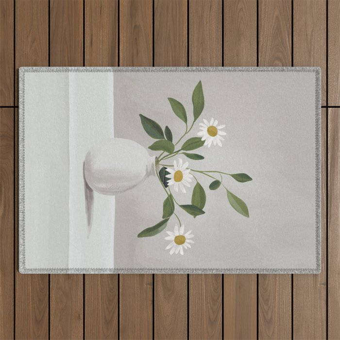 Minimalist Daisy Flowers Outdoor Rug Gallery Image 1