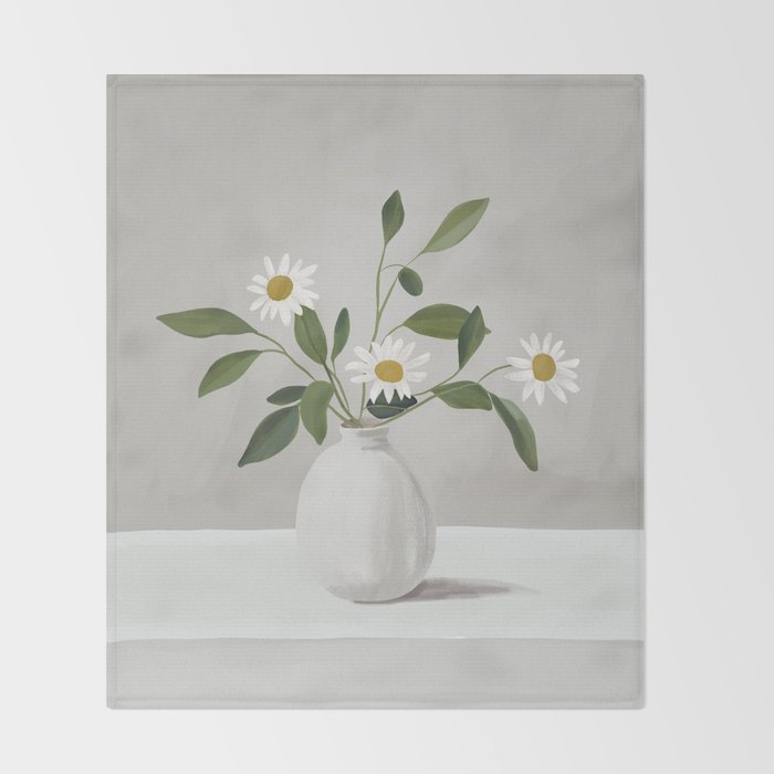 Minimalist Daisy Flowers Throw Blanket Gallery Image 2