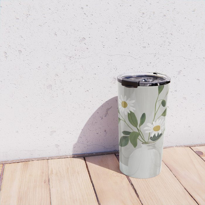 Minimalist Daisy Flowers Travel Mug Gallery Image 4