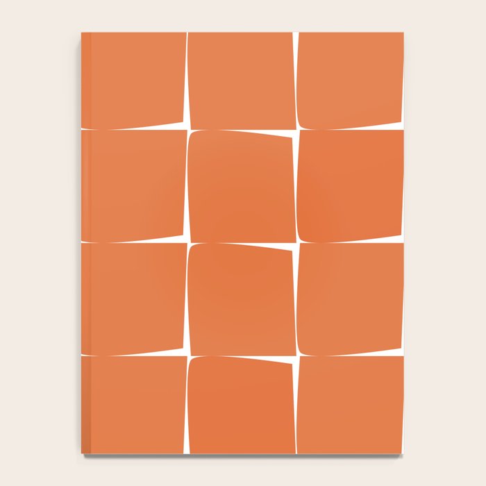 Midcentury Modern Flux Check Grid Pattern in Burnt Orange Tones on White Notebook Gallery Image 4
