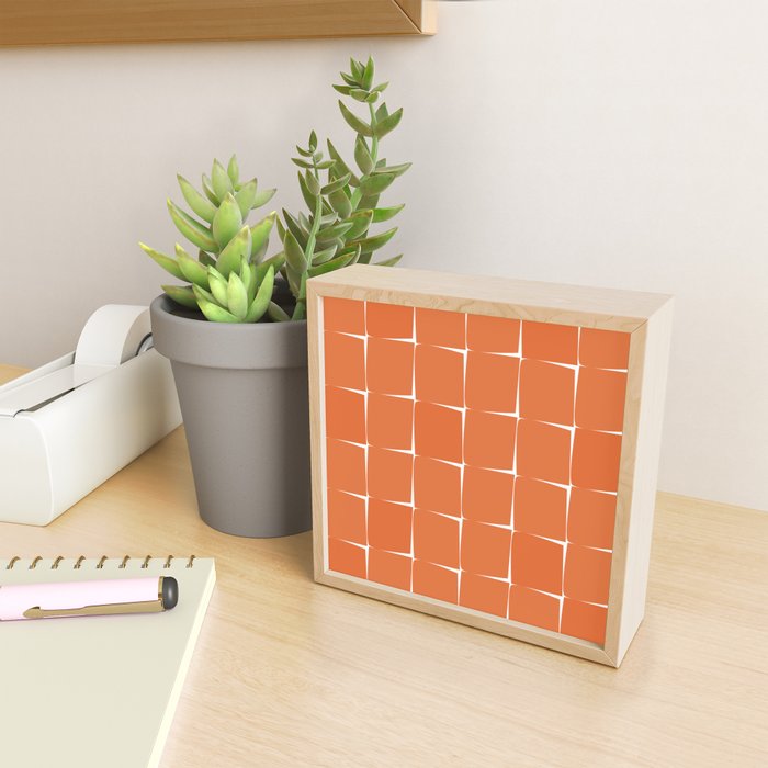 Midcentury Modern Flux Check Grid Pattern in Burnt Orange Tones on White Mini Art Print Gallery Image 2