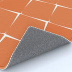 Midcentury Modern Flux Check Grid Pattern in Burnt Orange Tones on White Rug Gallery Image 4