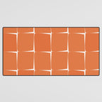 Midcentury Modern Flux Check Grid Pattern in Burnt Orange Tones on White Desk Mat Gallery Image 3