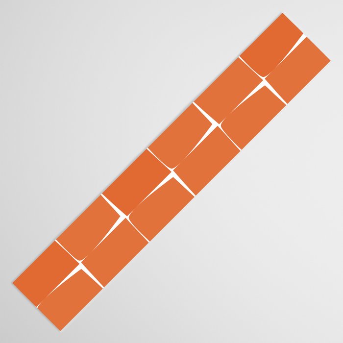 Midcentury Modern Flux Check Grid Pattern in Burnt Orange Tones on White Table Runner Gallery Image 3