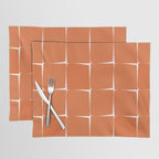 Midcentury Modern Flux Check Grid Pattern in Burnt Orange Tones on White Placemat Gallery Image 1