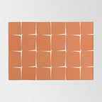 Midcentury Modern Flux Check Grid Pattern in Burnt Orange Tones on White Rug Gallery Image 2