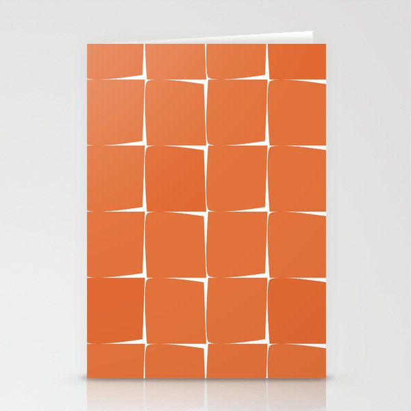 Midcentury Modern Flux Check Grid Pattern in Burnt Orange Tones on White Stationery Card Gallery Image 2
