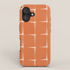 Midcentury Modern Flux Check Grid Pattern in Burnt Orange Tones on White iPhone Case Gallery Image 1