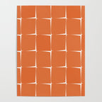 Midcentury Modern Flux Check Grid Pattern in Burnt Orange Tones on White Poster Gallery Image 4