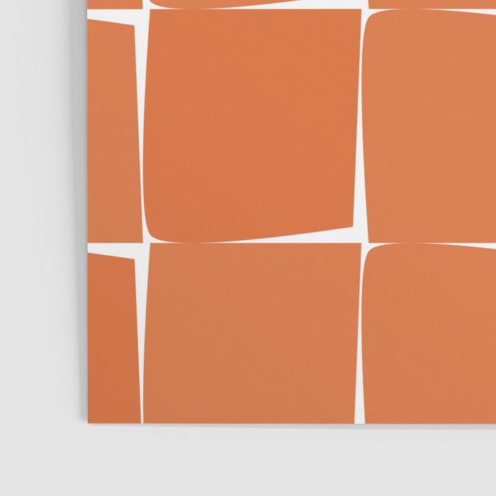 Midcentury Modern Flux Check Grid Pattern in Burnt Orange Tones on White Poster Gallery Image 3