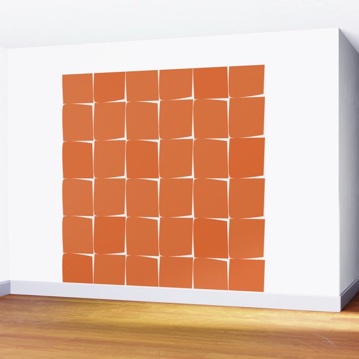 Midcentury Modern Flux Check Grid Pattern in Burnt Orange Tones on White Wall Mural Gallery Image 2