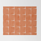 Midcentury Modern Flux Check Grid Pattern in Burnt Orange Tones on White Throw Blanket Gallery Image 2