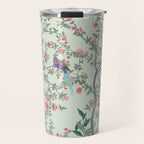Chinoiserie Mint Green Pastel Fresco Floral Garden Birds Oriental Botanical Travel Mug Gallery Image 1