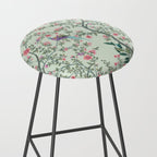 Chinoiserie Mint Green Pastel Fresco Floral Garden Birds Oriental Botanical Stool Gallery Image 2