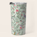 Chinoiserie Mint Green Pastel Fresco Floral Garden Birds Oriental Botanical Travel Mug Gallery Image 3