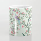Chinoiserie Mint Green Pastel Fresco Floral Garden Birds Oriental Botanical Coffee Mug Gallery Image 4