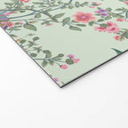 Chinoiserie Mint Green Pastel Fresco Floral Garden Birds Oriental Botanical Welcome Mat Gallery Image 2