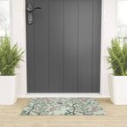 Chinoiserie Mint Green Pastel Fresco Floral Garden Birds Oriental Botanical Welcome Mat Gallery Image 3