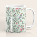 Chinoiserie Mint Green Pastel Fresco Floral Garden Birds Oriental Botanical Coffee Mug Gallery Image 1