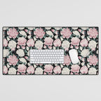 Chic Peonies on Black Desk Mat Gallery Image 1