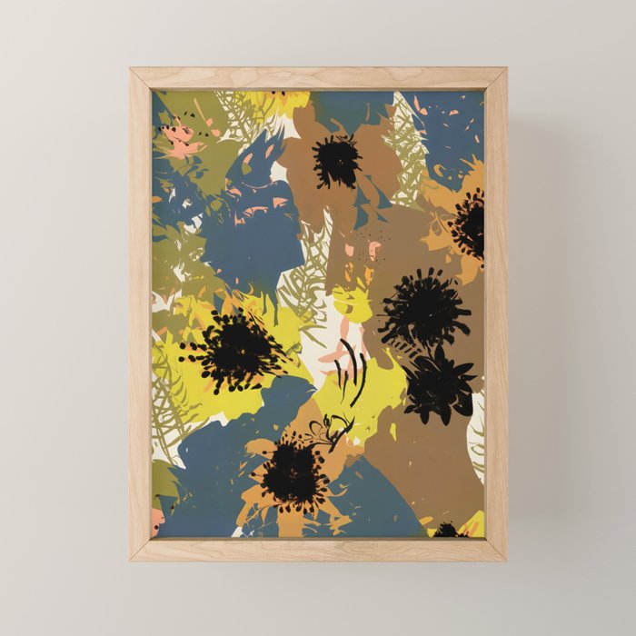 Yellow Ochre Florals Mini Art Print Gallery Image 1