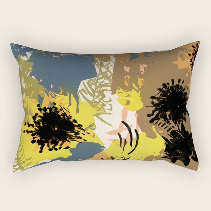 Yellow Ochre Florals Rectangular Pillow Gallery Image 1