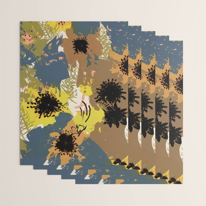 Yellow Ochre Florals Wrapping Paper Gallery Image 3