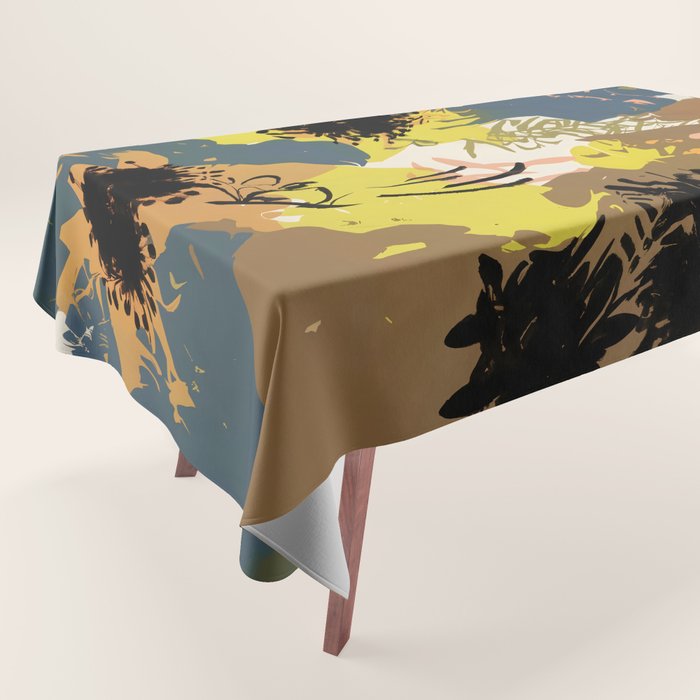 Yellow Ochre Florals Tablecloth Gallery Image 1