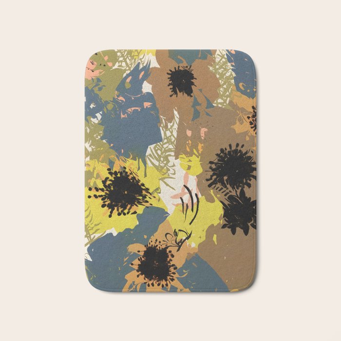 Yellow Ochre Florals Bath Mat Gallery Image 1