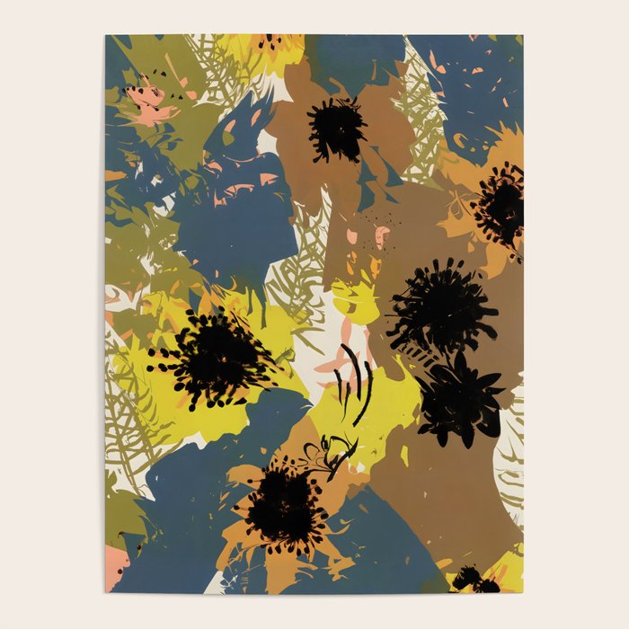 Yellow Ochre Florals Poster Gallery Image 4