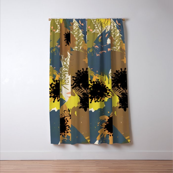 Yellow Ochre Florals Window Curtain Gallery Image 3