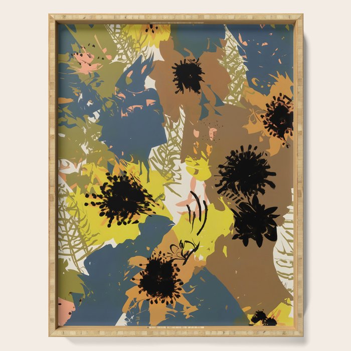 Yellow Ochre Florals Serving Tray Gallery Image 1