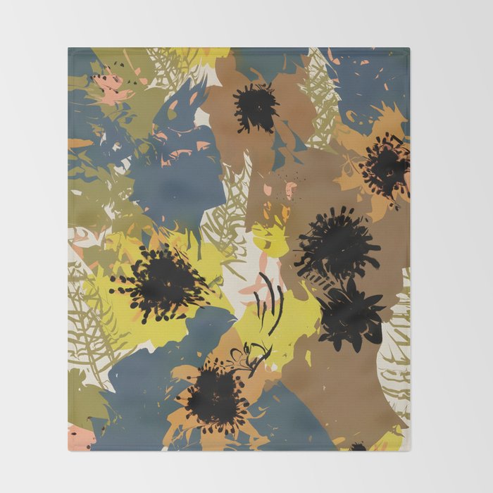 Yellow Ochre Florals Throw Blanket Gallery Image 2