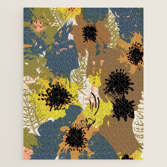 Yellow Ochre Florals Jigsaw Puzzle Gallery Image 1