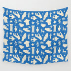 Ancient blue greek statue doodle pattern Wall Tapestry Gallery Image 4