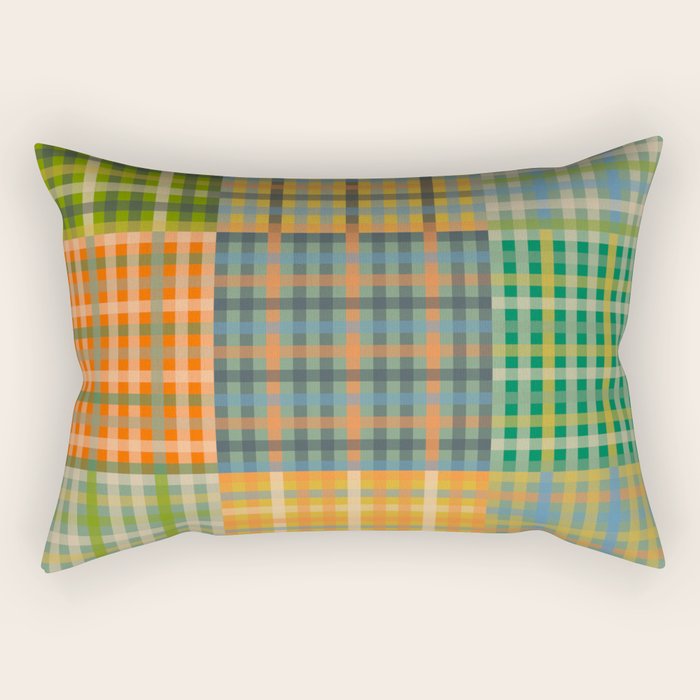 Gingham Patchwork Checkered Preppy Multicolored Plaid Pattern Rectangular Pillow Gallery Image 2