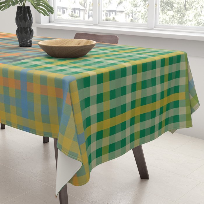 Gingham Patchwork Checkered Preppy Multicolored Plaid Pattern Tablecloth Gallery Image 3