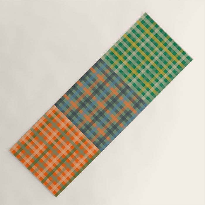 Gingham Patchwork Checkered Preppy Multicolored Plaid Pattern Yoga Mat Gallery Image 1
