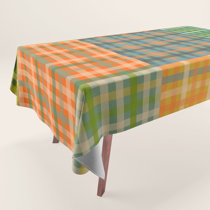 Gingham Patchwork Checkered Preppy Multicolored Plaid Pattern Tablecloth Gallery Image 1