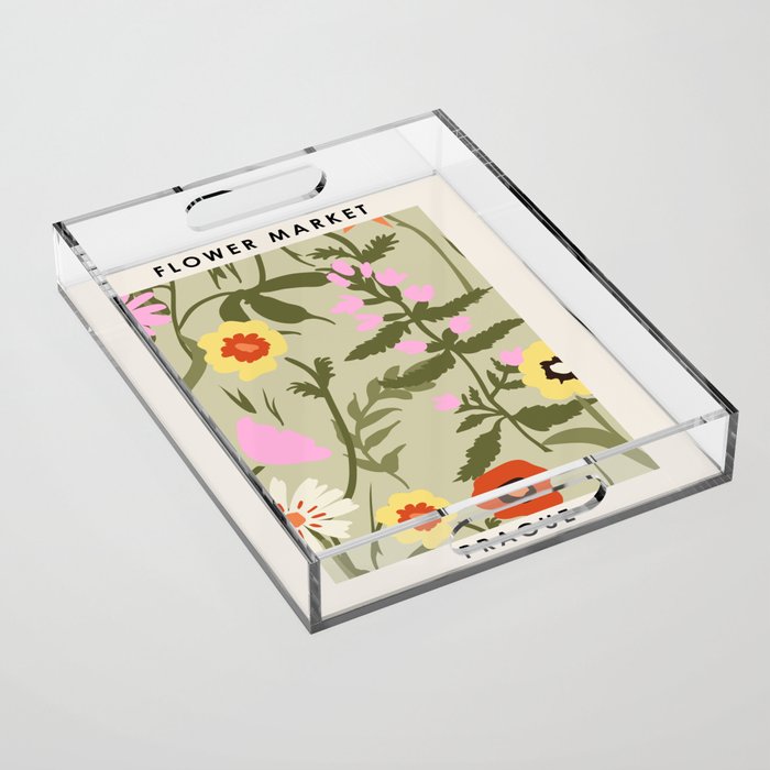 Flower Market, Prague, Abstract floral art Acrylic Tray Gallery Image 1